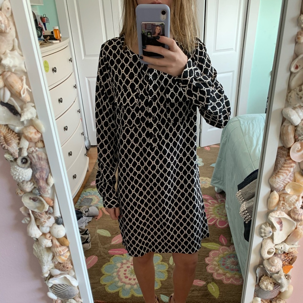 Business Style black and white printed dress